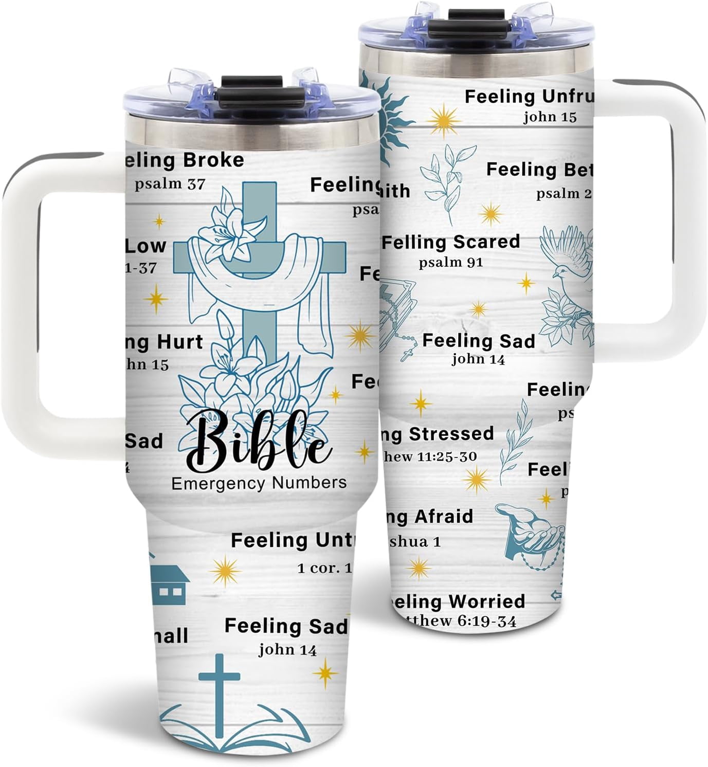 Christian Gifts for Women, Christmas Tumbler for Friends, Inspirational Religious Birthday Gifts for Mom, Faith Bible Gifts, 40 Oz Tumbler with Handle Christmas Gifts