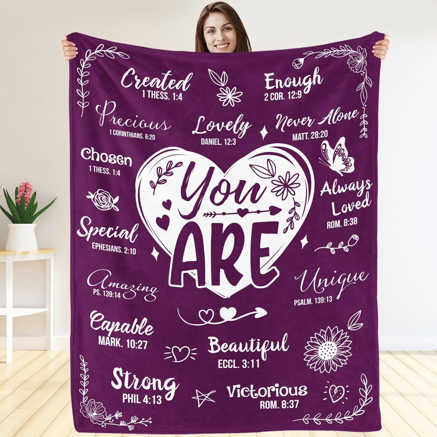 Christian Gifts for Women - Christmas, Xmas, Birthday for Women - Inspiration, Religious, Self Care, Thank You Gifts for Mom, Friend, Sister, Grandma - You are Beautiful Blanket