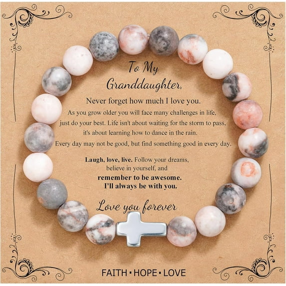 Christian Gifts for Women Cross Beads Bracelet Catholic Religious Jewelry Mothers Day Birthday Christmas Gifts for Women Mother Daughter Sister Girlfriend Grandma Wife