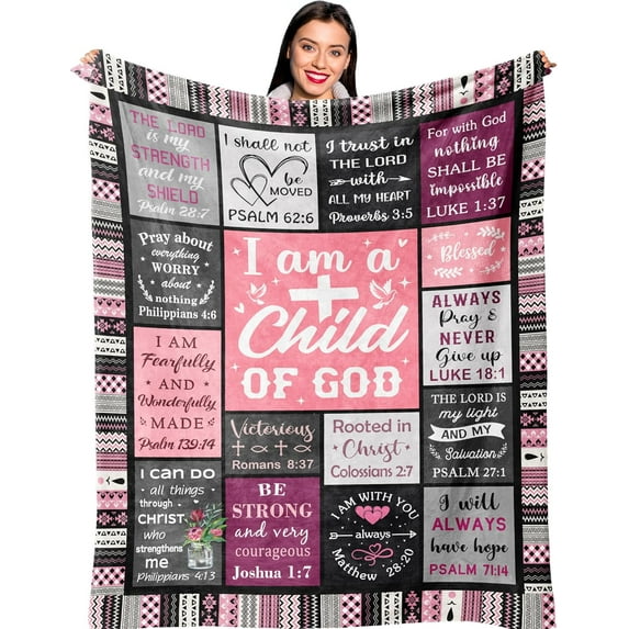 Christian Gifts for Women Faith, Baptism Confirmation Gifts for Girls Kids, Inspirational Religious Birthday Gifts, Catholic Spiritual Gifts for Woman, I Am a Child of God Blanket