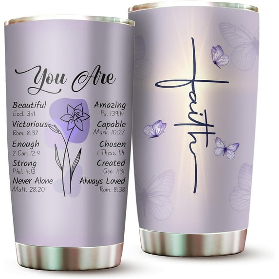 Christian Gifts for Women Faith - Christian Tumblers for Women Bible Gifts - Christian Tumbler Religious Gifts Spiritual Encouragement Inspirational Gifts for Women Stainless Steel Tumbler 20oz