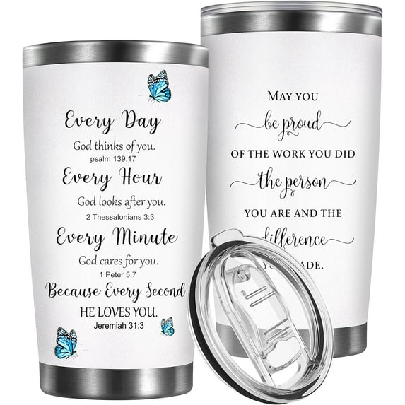 Christian Gifts for Women Faith Inspirational Gift Religious Bible Verse Gifts for Friends Girls Sister Spiritual Butterfly 20 OZ Stainless Steel Tumbler Birthday Gifts for Mom Mothers Day