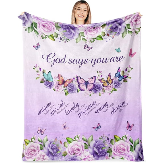 Christian Gifts for Women Faith, Religious Gifts for Women Christian, Butterfly Gift for Women, Christian Gifts for,Christian Blanket for Women 60"X 50"