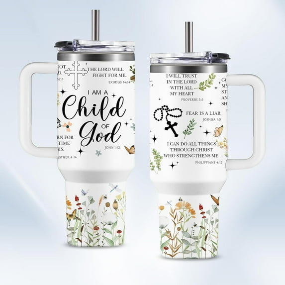 Christian Gifts for Women Faith, Tumblers for Women - Christian Coffee Tumbler 40Oz I Am A Child of God Gifts Cup, Religious Gifts for Women, Biblical Gifts for Women, Spiritual Gifts for Women