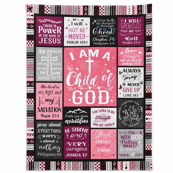 Christian Gifts for Women Fleece Blanket - I Am a Child of God Inspirational Bible Verse Throw, Faith Prayer Birthday Baptism Confirmation Gift, Soft Cozy 280gsm
