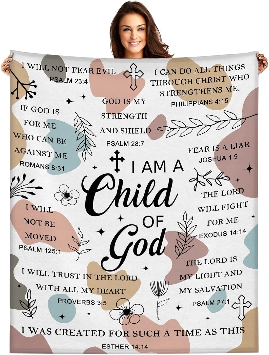 Christian Gifts for Women - I Am a Child of God Blanket Inspirational Religious Birthday Gifts for Women Mom Sister Friends, Christmas Baptism Catholic Spiritual Jesus Faith Bible Prayer Gift