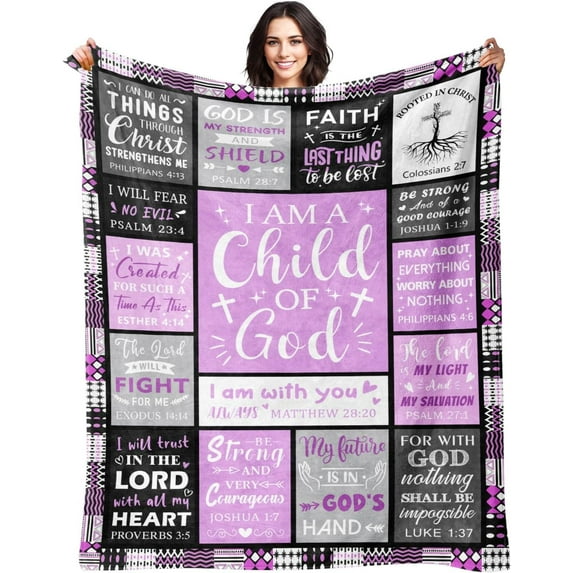 Christian Gifts for Women Inspirational Gifts for Women Baptism Gifts for Girl Christian Gifts for Women Faith Spiritual Gifts Catholic Gifts Religious Gifts for Women Christian Blanket 50"x60" Purple