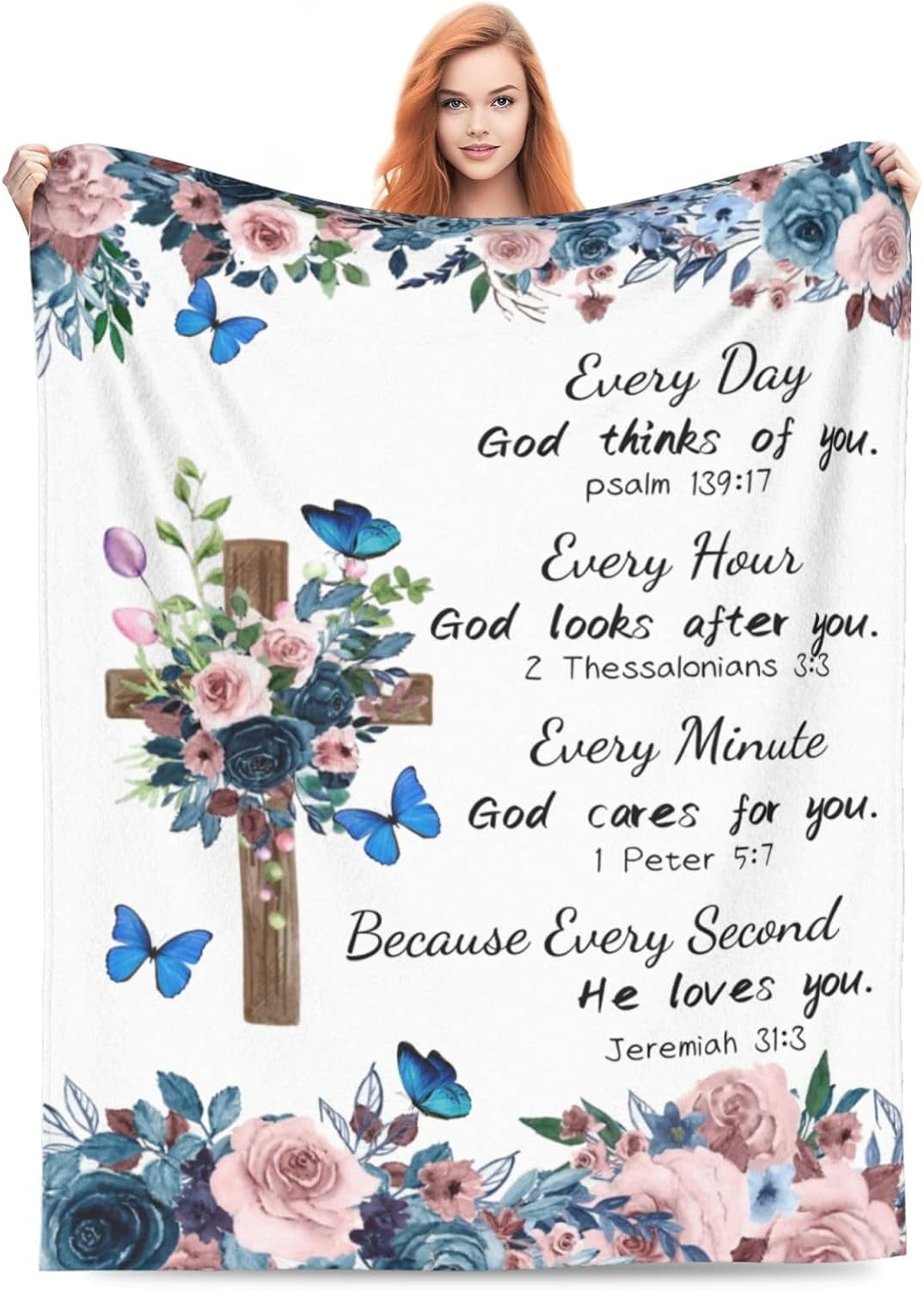 Christian Gifts for Women Inspirational Bible Verse Blanket Religious Scripture Prayer Faith Throw Blanket Soft Flannel Healing Blanket 60"X80" inches