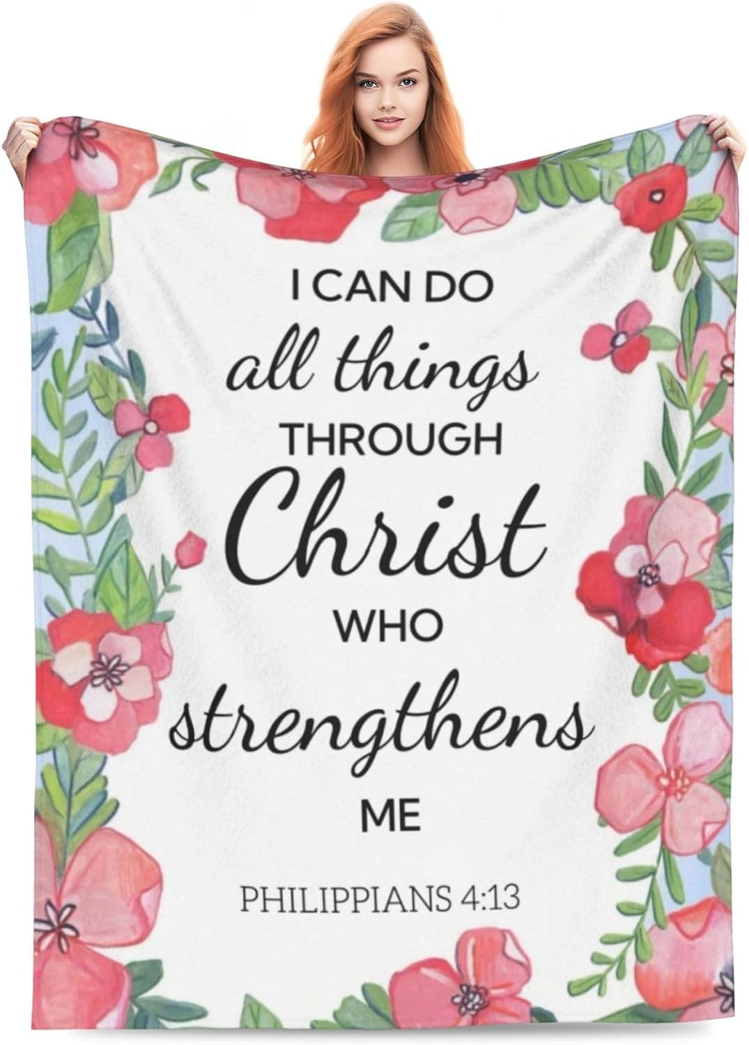 Christian Gifts for Women Inspirational Bible Verse Blanket Religious Scripture Prayer Faith Throw Blanket Soft Flannel Healing Blanket 60"X80" inches