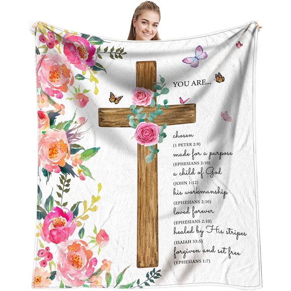 Christian Gifts for Women, Inspirational Birthday Gifts for Women Friends, Religious Gifts for Christian Women, Spiritual Gifts for Women Faith, Biblical Bible Gift Throw Blanket 60 x 50 Inch