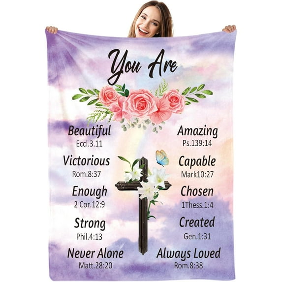 Christian Gifts for Women - Inspirational Friendship Gifts, Religious Gifts for Women - Birthday Gifts for Women, Sister, Friend, Coworker, Mom - 50x60 Inch Blankets