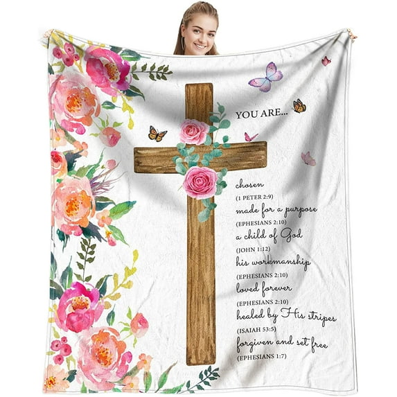 Christian Gifts for Women, Inspirational Gifts for Women Friends, Mothers Day Religious Gifts for Christian Women, Spiritual Gifts for Women Faith, Biblical Bible Gift Throw Blanket 60 x 50 Inch