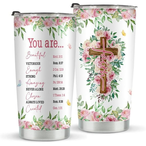Christian Gifts for Women, Inspirational Gifts for Women, Jesus God Bible Verse Religious Gifts for Mom, Birthday Mothers Day Gifts for Her, Best Friend, Sister, Coworker, 20oz Faith Tumbler