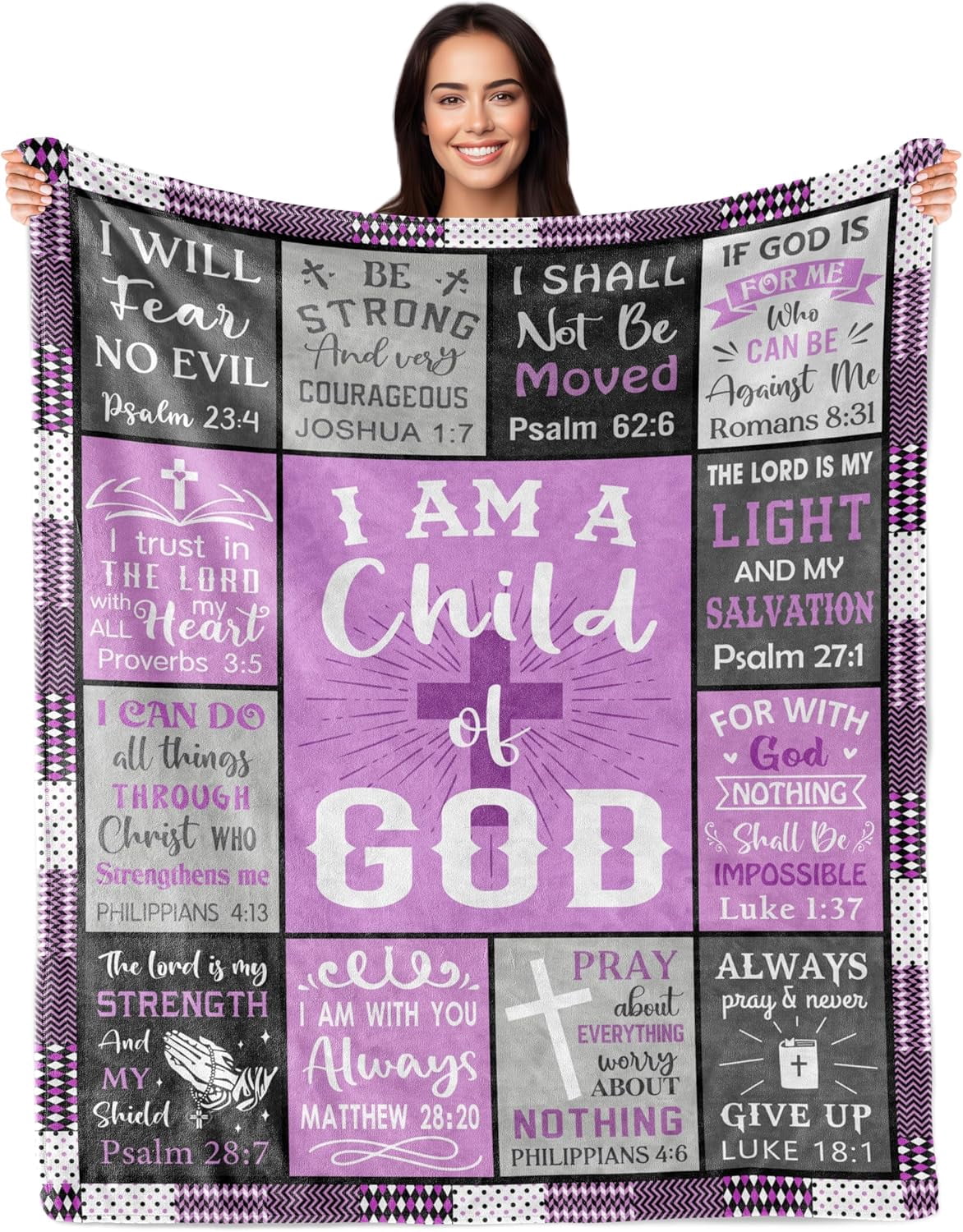 Christian Gifts for Women, Inspirational Religious Birthday Catholic Spiritual Gifts, Baptism Confirmation Gift for Girls, Faith Based Gift for Christian, Bible Verse 60"X50" Blanket