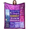 thumbnail image 1 of Christian Gifts for Women Inspirational Religious Blanket Bible Verse Prayer Flannel Throw Blanket Catholic Spiritual Faith Ultra Soft Healing Blanket 50"X 40", 1 of 5