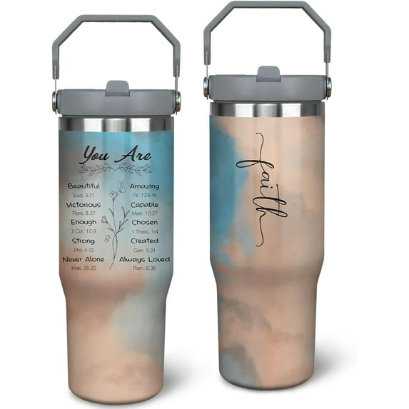 Christian Gifts for Women, Inspirational Religious Gifts, Faith 30 oz Christian Tumbler with Handle Stainless Steel Insulated Bible Faith Cups Mugs Water Bottle