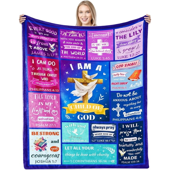 Christian Gifts for Women, Inspirational Religious Graduation Gifts, Soft Throw Blankets for Women, Religious Gifts for Women Men Girls, Baptism Confirmation Gifts for Girls 40"X 50"