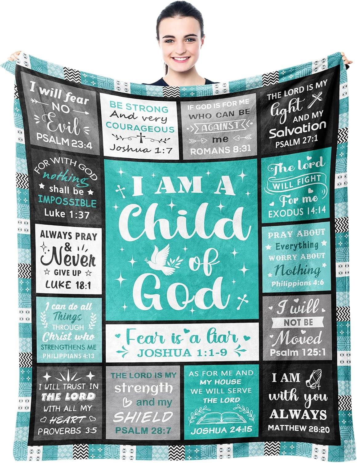 Christian Gifts for Women Men Blanket 60x50in, Christian Gift for Kids, Religious Bible Catholic Spiritual Inspirational Baptism Birthday Gift Ideas Blankets