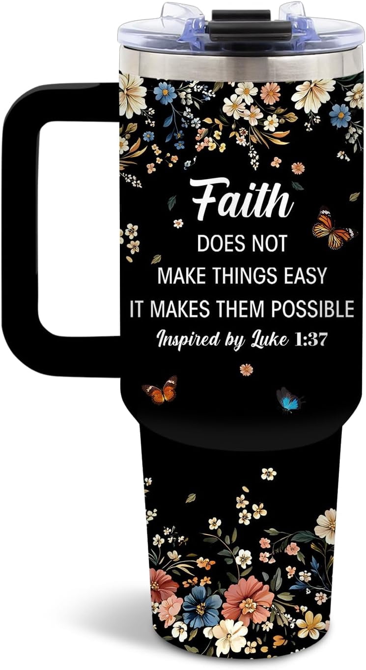Christian Gifts for Women Men, Christian Tumbler 40 Oz, Birthday Religious Gifts for Friend Sister Mom, Spiritual Bible Verse Catholic Gift, Religious Tumbler, 1PCS
