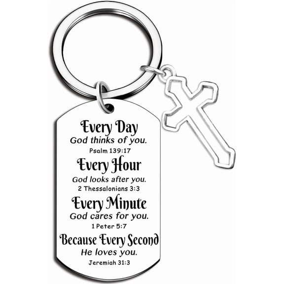 Christian Gifts for Women Men Cross Christian Keychain Accessories for Women Men Faith Religious Baptism Gifts for Friends Pastor Catholic Bible Verse keychain for Easter Birthday Gift for Womens
