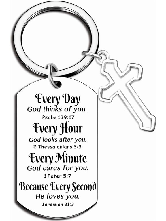 Christian Gifts for Women Men Cross Christian Keychain Accessories for Women Men Faith Religious Baptism Gifts for Friends Pastor Catholic Bible Verse keychain for Easter Birthday Gift for Womens