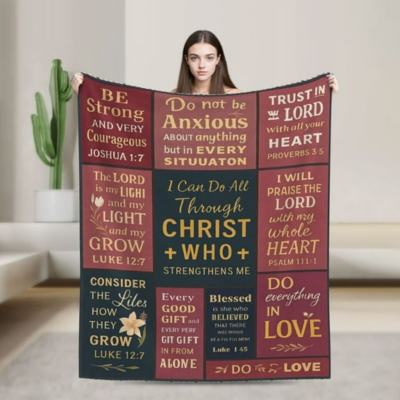 Christian Gifts for Women Men, I Am a Child of God Blanket, Soft Flannel Throw Blanket with Bible Verses, Inspirational Religious Birthday Gifts, Catholic Baptismal Gifts 50x40