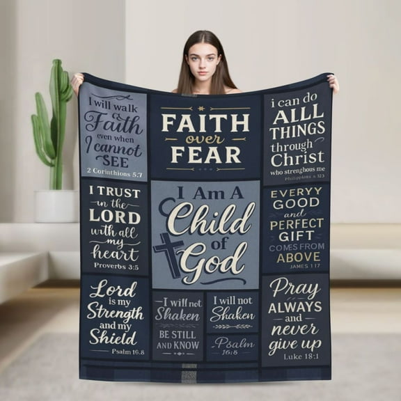 Christian Gifts for Women Men, I Am a Child of God Blanket, Soft Flannel Throw Blanket with Bible Verses, Inspirational Religious Birthday Gifts, Catholic Baptismal Gifts 50x40