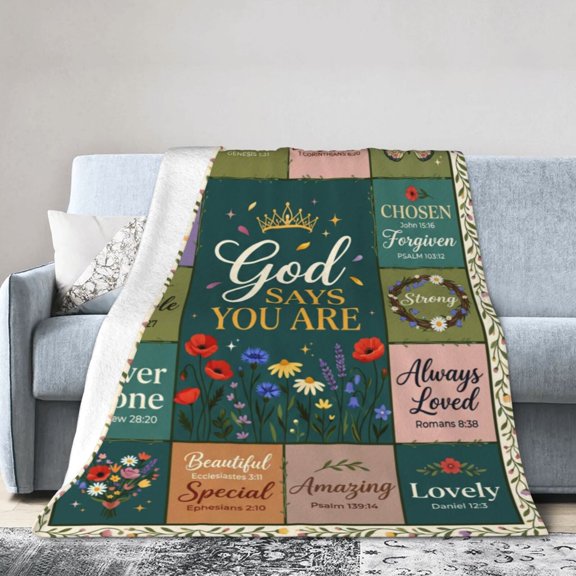 Christian Gifts for Women, Religious Blanket with Flowers, Inspirational Birthday Gifts for Women, Gifts for Sister, Friend, Daughter, Mom, Soft Throw Blankets 50x40