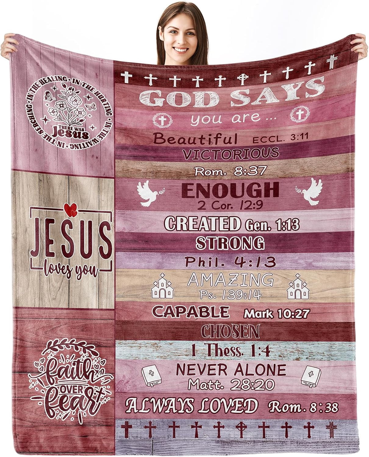 Christian Gifts for Women, Religious Gift for Women, Faith Bible Religious Gifts, Birthday Gift for Christian Women, Inspirational Positive Gift for Women Girl Christian Throw Blankets 50x60