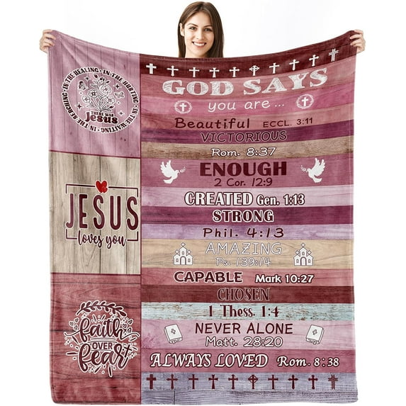 Christian Gifts for Women, Religious Gift for Women, Faith Bible Religious Gifts, Birthday Gift for Christian Women, Inspirational Positive Gift for Women Girl Christian Throw Blankets 50x60