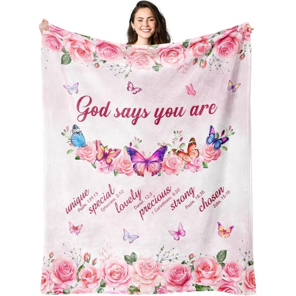 Christian Gifts for Women, Religious Gifts for Women Catholic Bible Verse Blanket Inspirational Spiritual Scriptures Soft Throw Blanket Birthday Gifts for Women, Christian Gifts Blanket 50"X 60"