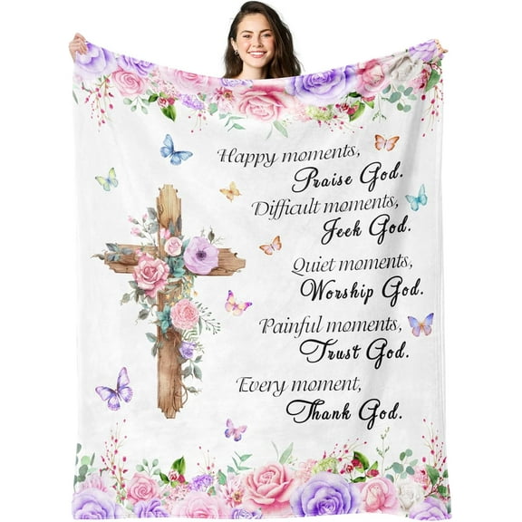 Christian Gifts for Women, Religious Gifts for Women Catholic Bible Verse Blanket Inspirational Spiritual Scriptures Soft Throw Blanket Birthday Gifts for Women, Christian Gifts Blanket 50"X 60"