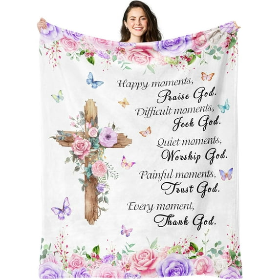 Christian Gifts for Women, Religious Gifts for Women Catholic Bible Verse Blanket Inspirational Spiritual Scriptures Soft Throw Blanket Birthday Gifts for Women, Christian Gifts Blanket 50"X 60"