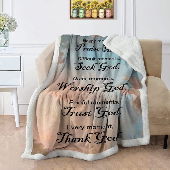 Christian Gifts for Women Sherpa Throw Blanket, Religious Get Well Soon Gifts for Women & Men with Inspirational Healing Thoughts & Warm Hugs, 60x80 Inches