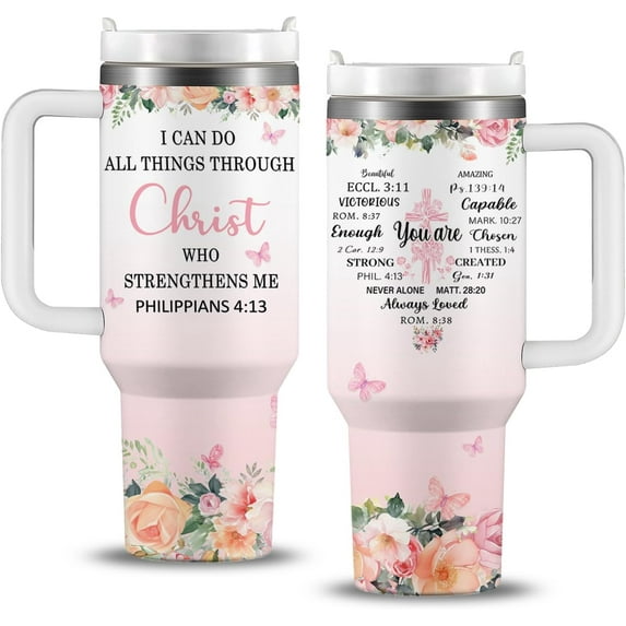 Christian Gifts for Women - Stainless Steel 40 Oz I Am a Child of God Gifts for Women Tumbler with Handle - Mothers Day, Birthday Gifts for Women, Christian Faith Jesus God Bible Verse Religious Gifts