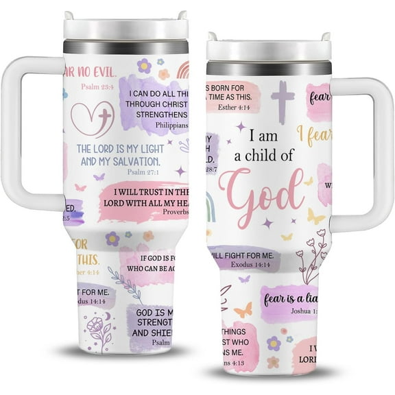 Christian Gifts for Women - Stainless Steel 40 Oz I Am a Child of God Gifts for Women Tumbler with Handle - Mothers Day, Birthday Gifts for Women, Christian Faith Jesus God Bible Verse Religious Gifts