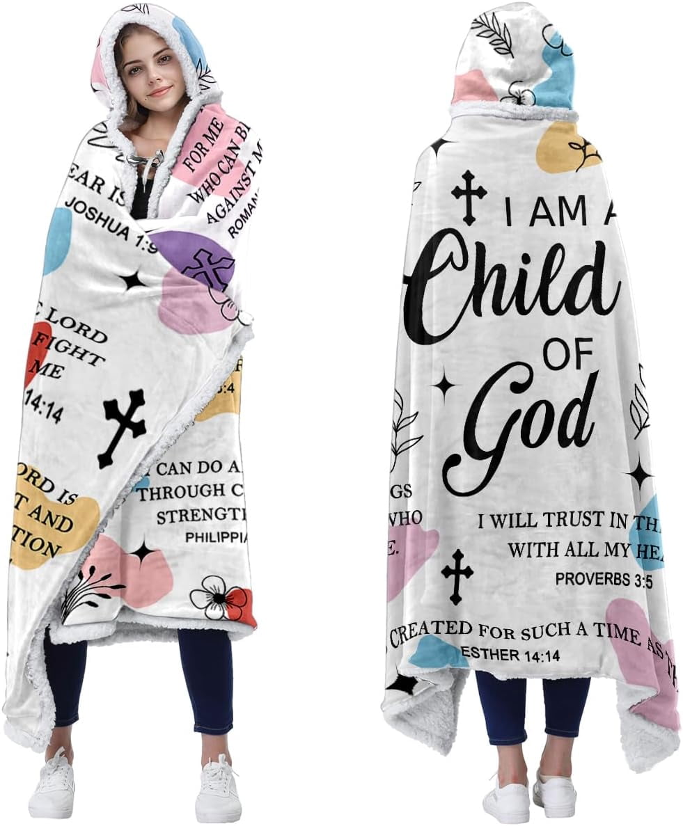 Christian Gifts for Women Wife Lover Mom Girlfriend Girl Sister Birthday, Hooded Blanket Throw Blanket Hoodie Cozy Fleece Flannel Women Christmas Gifts Christ Gifts, Christ Wearable Blanket