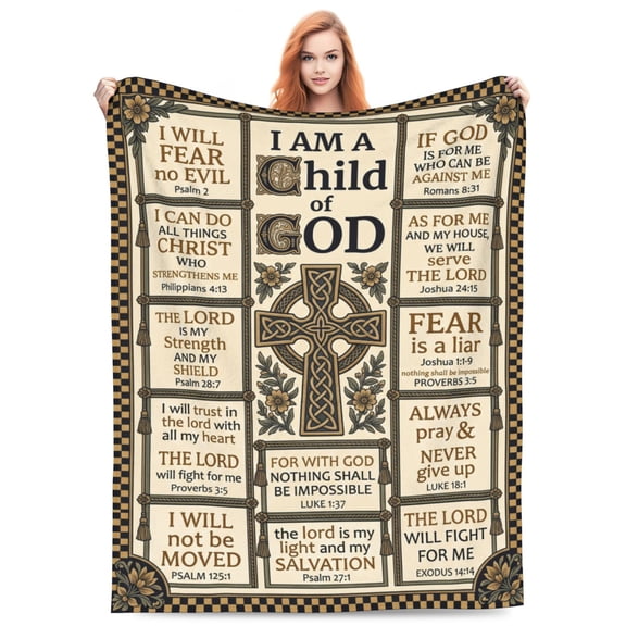 Christian Gifts for Men Women Blanket - Inspirational Religious Catholic Spiritual Present - Christmas Birthday Baptism Confirmation Gifts 50x40