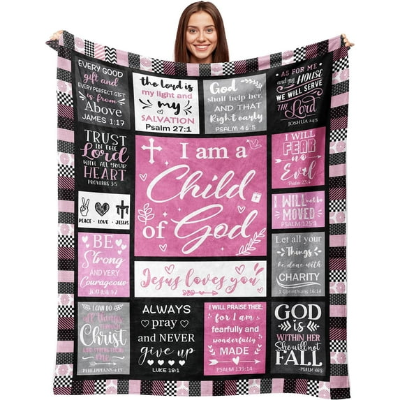 Christian Gifts for Women Blanket Faith Bible Religious Gifts Christian Inspirational Blankets Ultra Soft Flannel Throw Blanket 80"x60"