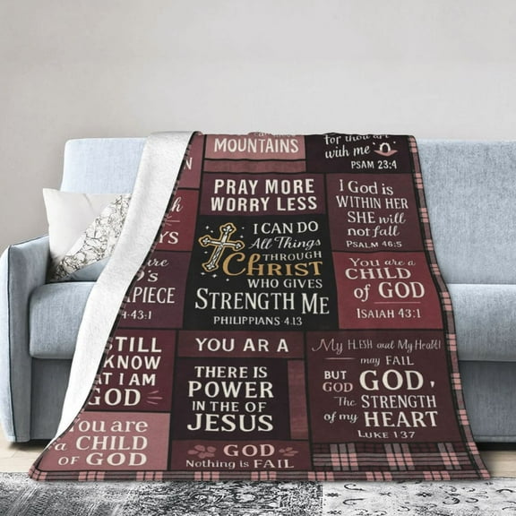 Christian Gifts for Women Blanket, Religious Inspirational Bible Verse Scripture Prayer Baptism Soft Flannel Throw Blanket for Girls 50x40