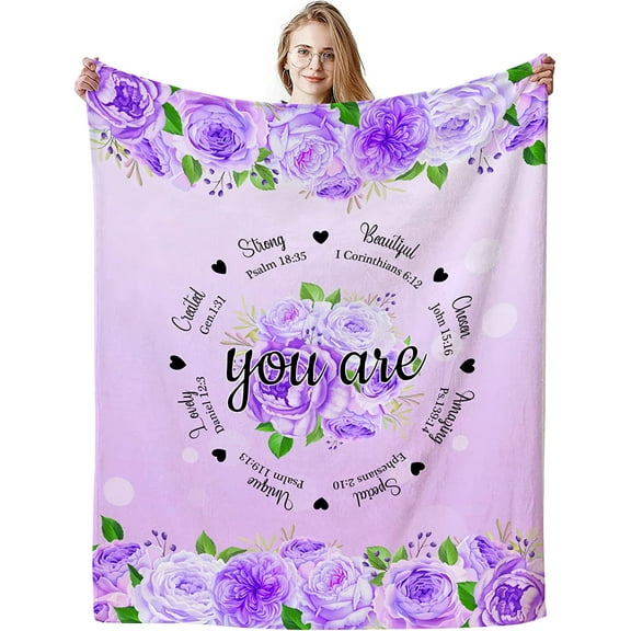 Christian Gifts for Women Blanket Religious Inspirational Gifts for Women Bible Verse Scripture Prayer Soft Flannel Throw Blanket 50"X40"