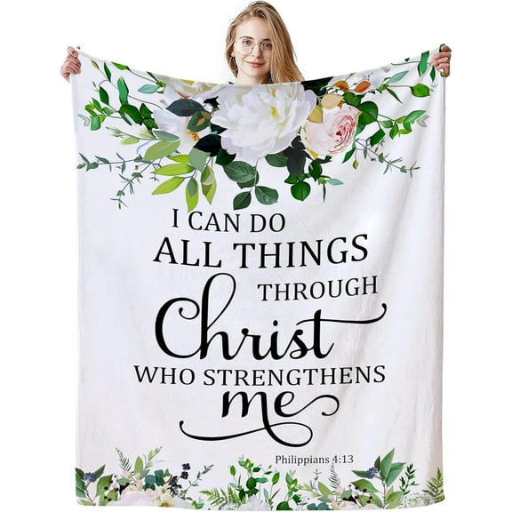 Christian Gifts for Women Blanket Religious Inspirational Gifts for Women Bible Verse Scripture Prayer Soft Flannel Throw Blanket 50"X40"