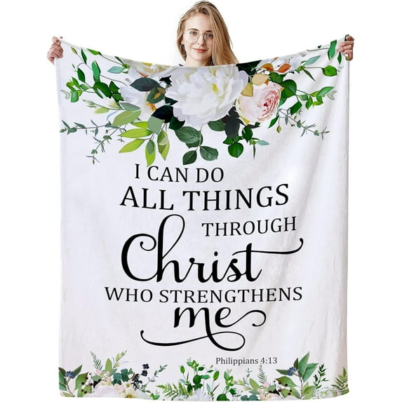 Christian Gifts for Women Blanket Religious Inspirational Gifts for Women Bible Verse Scripture Prayer Soft Flannel Throw Blanket 50"X40"