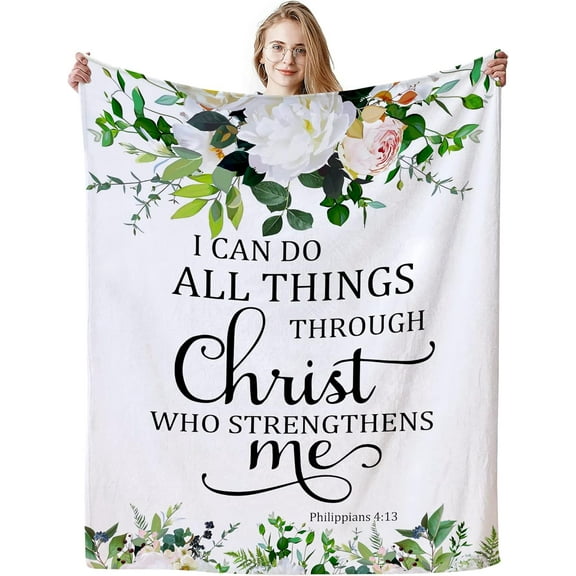Christian Gifts for Women Blanket Religious Inspirational Gifts for Women Bible Verse Scripture Prayer Soft Flannel Throw Blanket 80"X60"