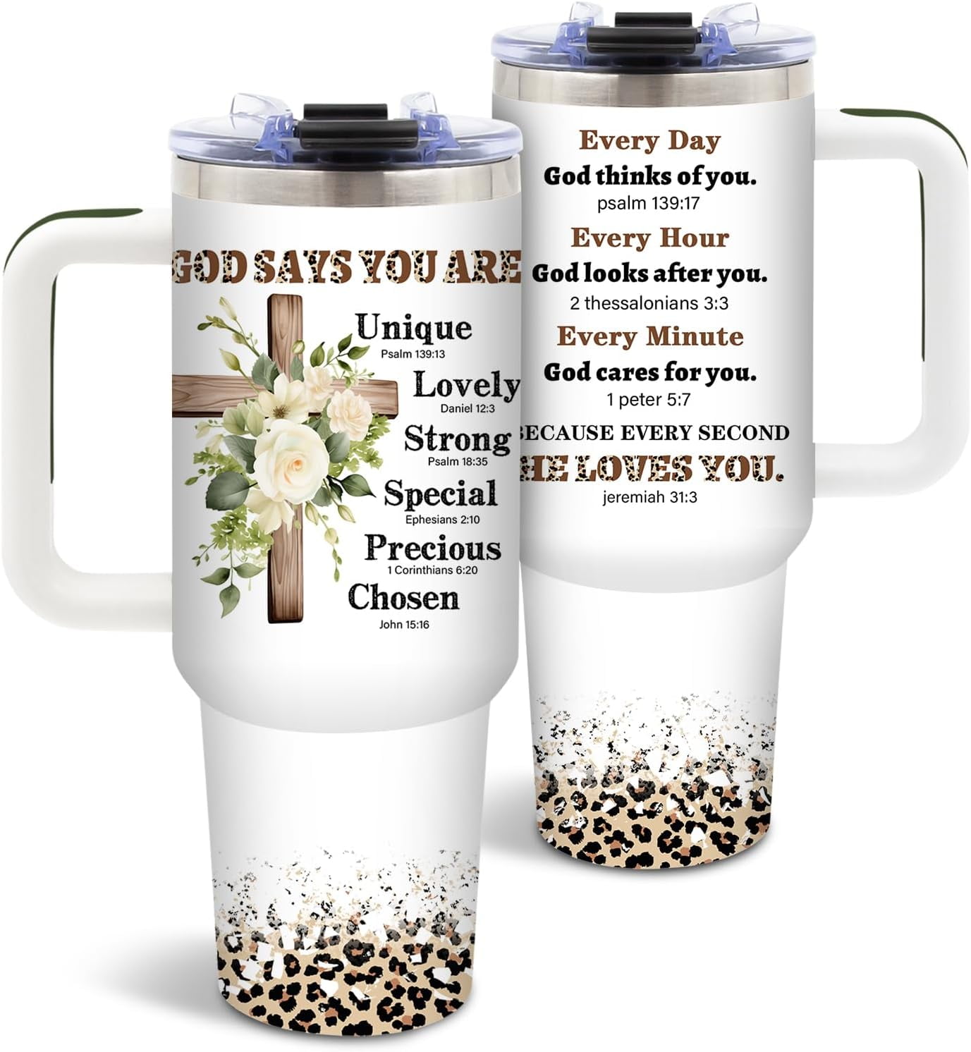 Christian Gifts for Women, Christian Tumbler, Religious Faith Inspirational Gift for Wife Mom, Encouragement Gift, 40 Oz Tumbler with Handle