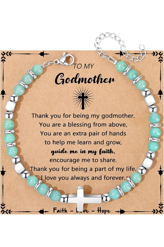 Christian Gifts for Women Cross Bracelet Faith Easter Catholic Religious Christian Jewelry, Meaningful Baptism Communion Natural Beads Bracelets