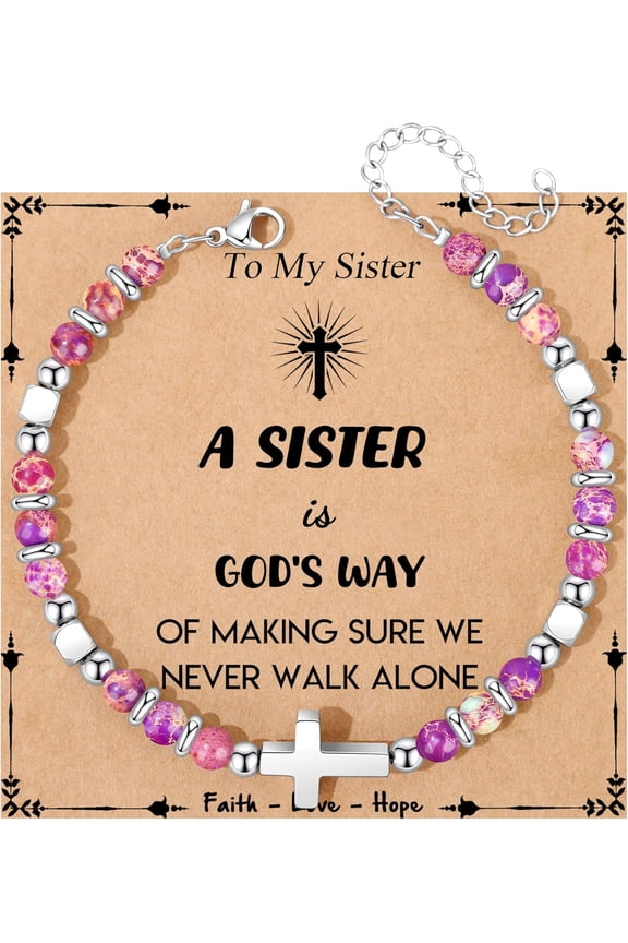 Christian Gifts for Women Cross Bracelet Faith Easter Catholic Religious Christian Jewelry, Meaningful Baptism Communion Natural Beads Bracelets
