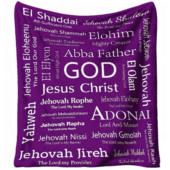 Christian Gifts for Women & Girls - Soft Flannel Throw Blanket with God's Names (Hebrew & English), Religious Baptism Gifts for Showers, for Sister