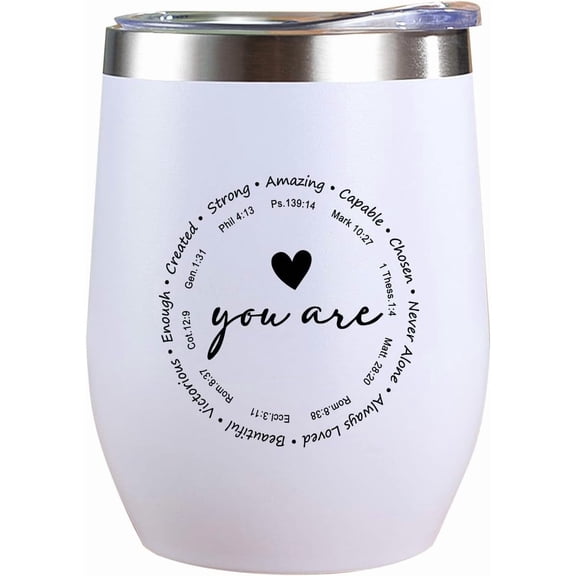 Christian Gifts for Women - Inspiration Religious Self Care Gifts for Mothers Day & Birthday, 12OZ Wine Tumbler Travel Mug