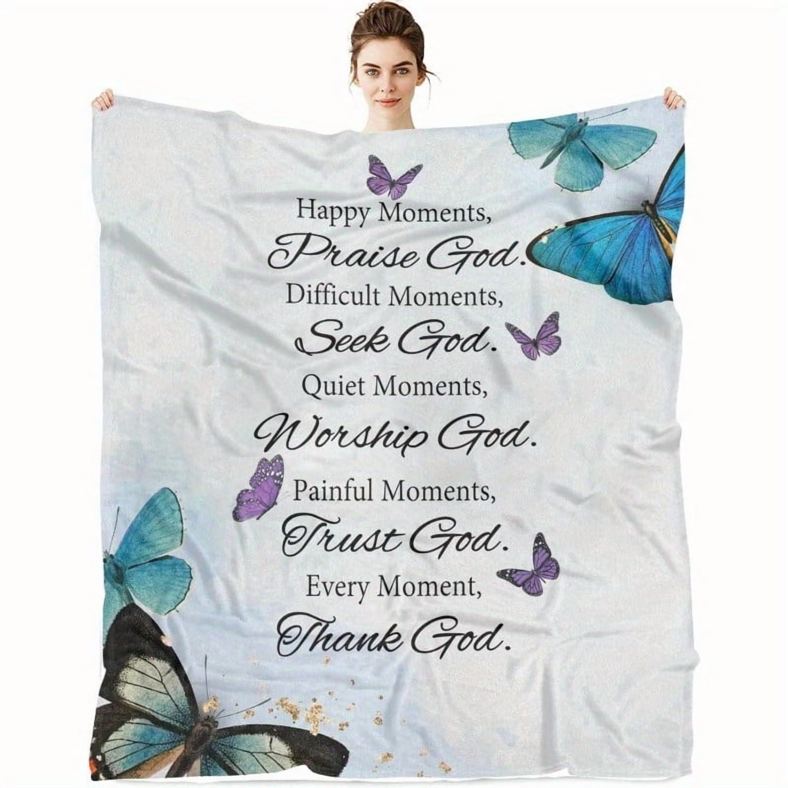 Christian Gifts for Women Inspirational Bible Verse Blanket Butterfly Blanket Religious Healing Warm Blanket Birthday Religious Gifts for Women